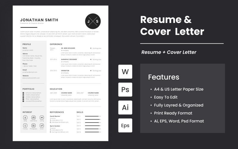 Professional Resume & Cover Letter Resume Template