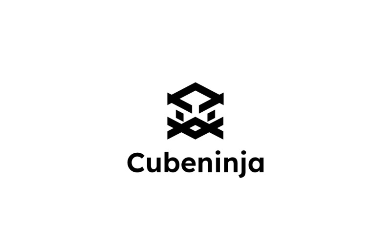 Cube Ninja Flat Logo design template Logo Template