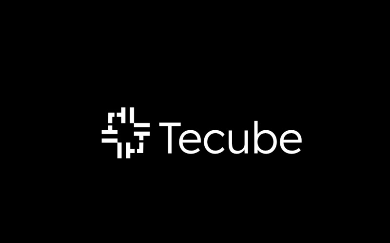 Cube Tech Flat Negative Logo Logo Template