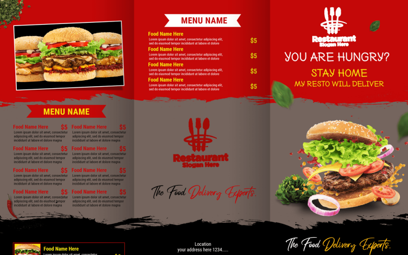 Restaurant menu : Fast Food Trifold Food Menu Corporate Identity