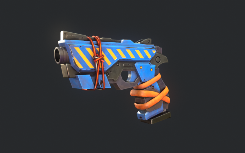 Stylized Hand painted Pistol Low Poly Model