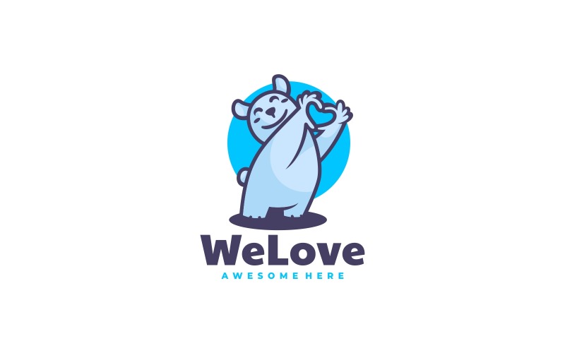 Bear Love Simple Mascot Logo Logo Template