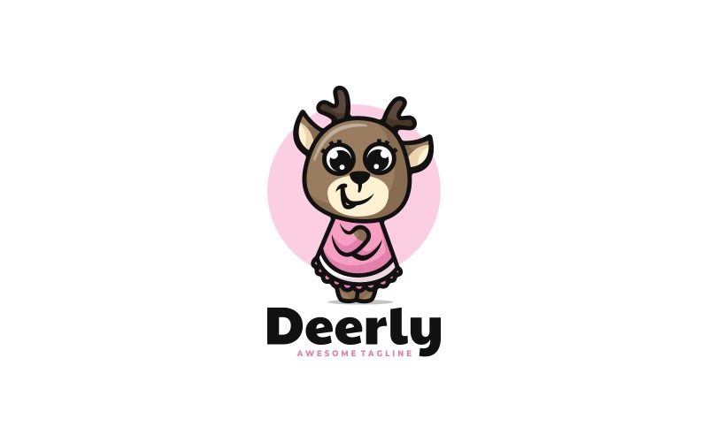Beauty Deer Cartoon Logo Style Logo Template