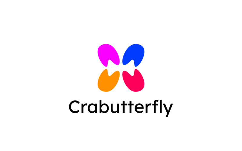 Butterfly Crab Dual Meaning Clever Logo Logo Template