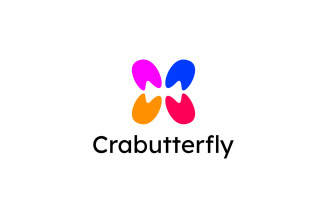 Butterfly Crab Dual Meaning Clever Logo