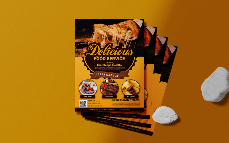 Delicious Food Service Flyer Template Design Corporate Identity