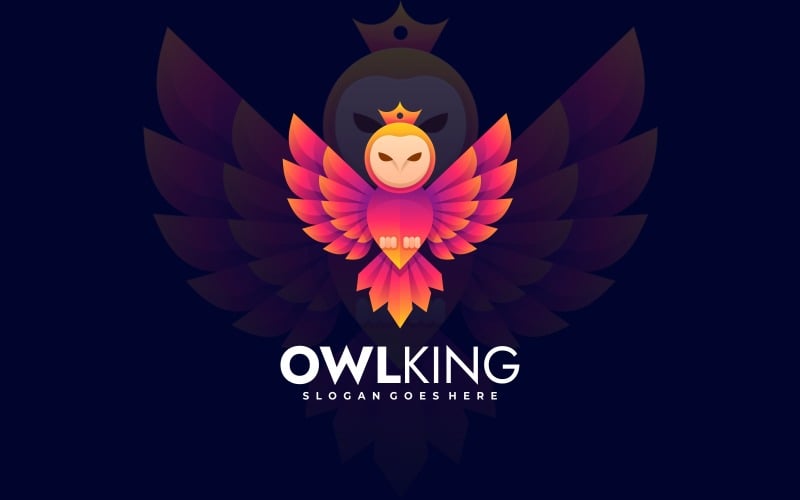 Owl King Gradient Colorful Logo Logo Template