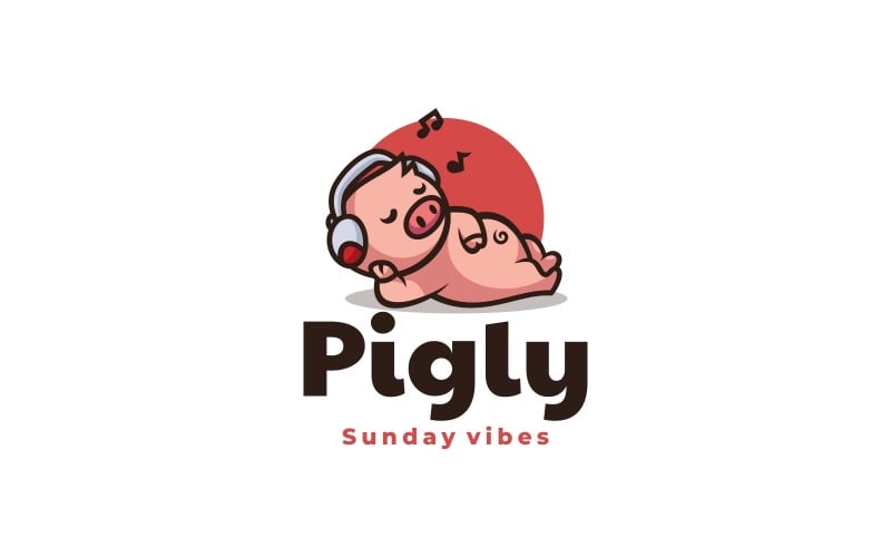 Pig Sunday Vibes Cartoon Logo Logo Template