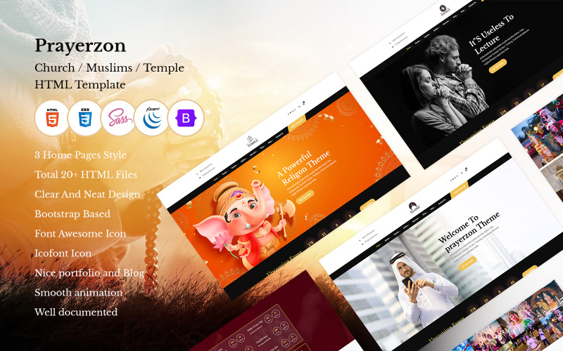 Prayerzon - Church / Muslims / Temple HTML Template Website Template
