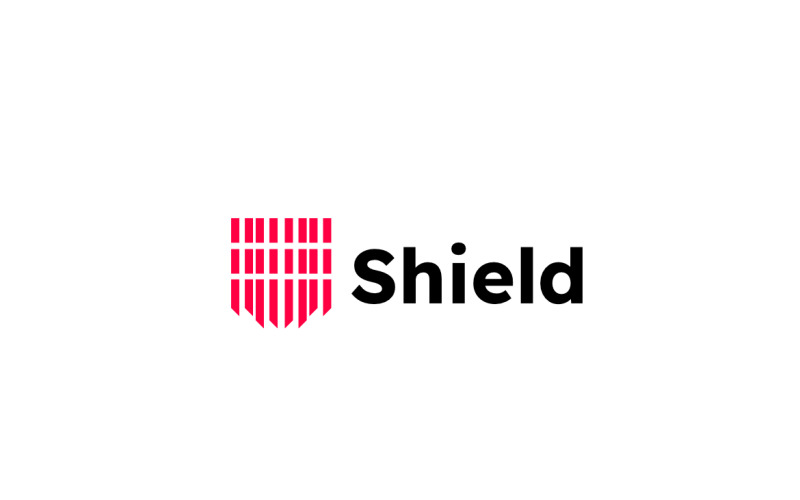 Shield Abstract Red Simple Logo Logo Template