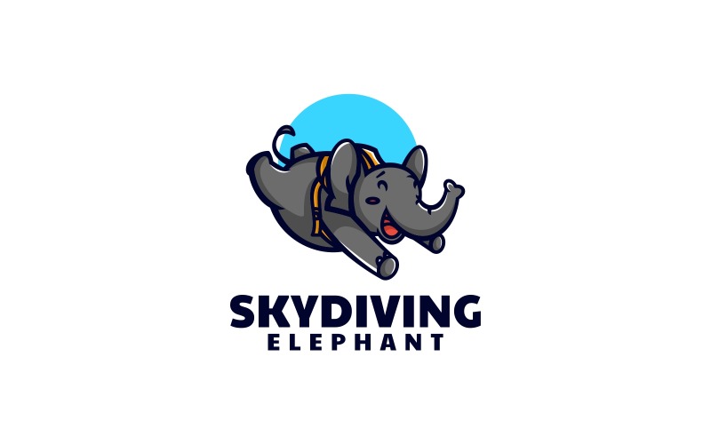 Skydiving Elephant Cartoon Logo Logo Template