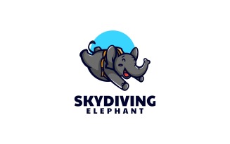 Skydiving Elephant Cartoon Logo