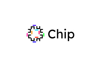 Tech Chip Flat Logo Graphic