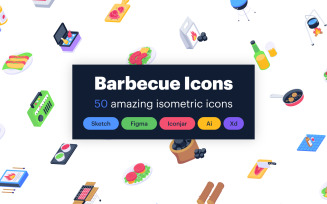 50 Isometric Barbecue Vector Icons