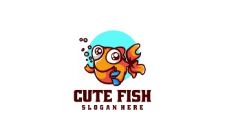 Cute Fish Cartoon Logo Style