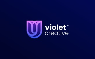 Violet Rose Line Gradient Logo