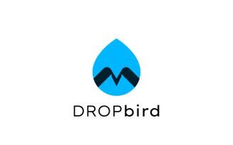 Blue Drop Bird Dual Meaning Logo