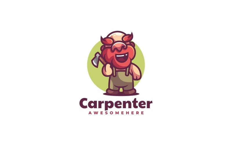 Carpenter Mascot Cartoon Logo Logo Template