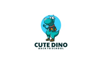 Cute Dino Cartoon Logo Style