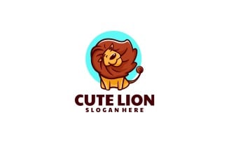 Cute Lion Simple Mascot Logo Style