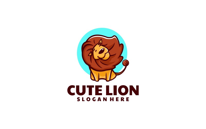 Cute Lion Simple Mascot Logo Style Logo Template