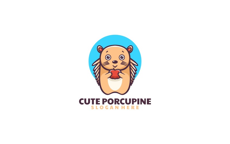Cute Porcupine Simple Mascot Logo Logo Template