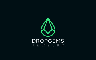 Elegant Line Gems Jewelry Drop Logo