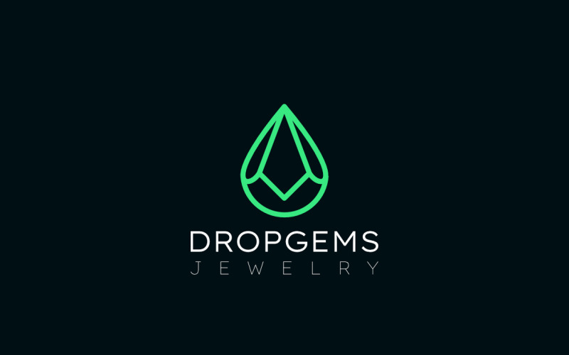 Elegant Line Gems Jewelry Drop Logo Logo Template
