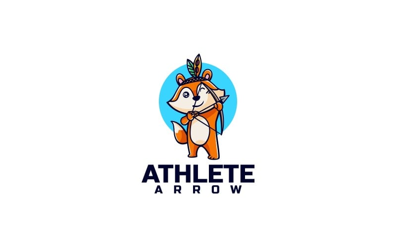 Fox Athlete Arrow Cartoon Logo Logo Template