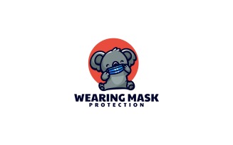 Koala Wearing Mask Cartoon Logo