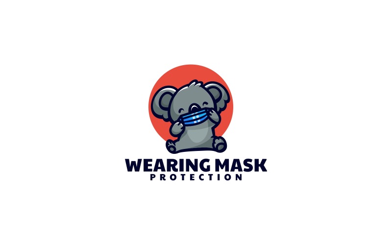 Koala Wearing Mask Cartoon Logo Logo Template