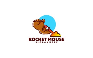 Rocket Mouse Cartoon Logo Style