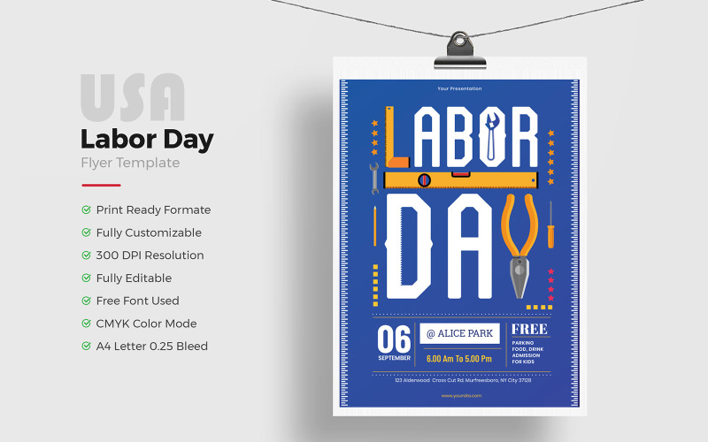 Attractive Labor Day Flyer Template Corporate Identity