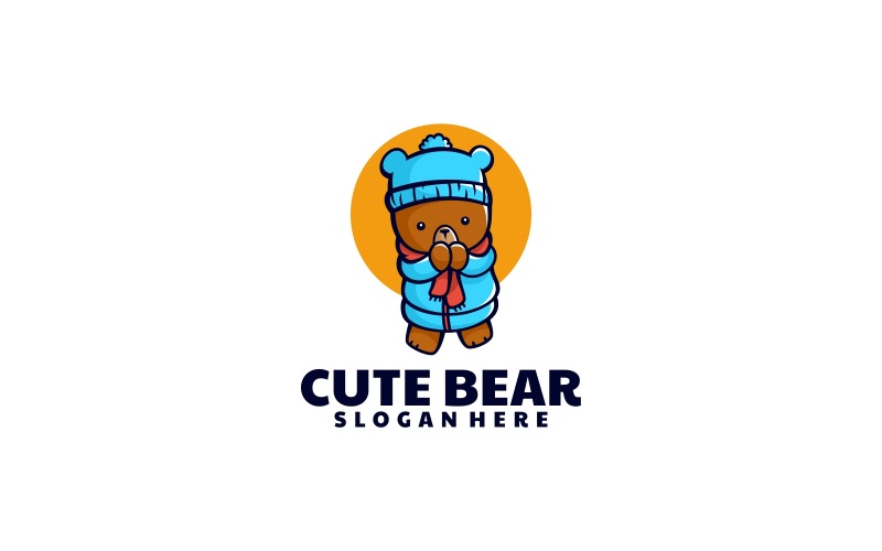 Cute Bear Mascot Cartoon Logo Logo Template