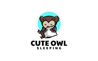 Cute Owl Mascot Cartoon Logo