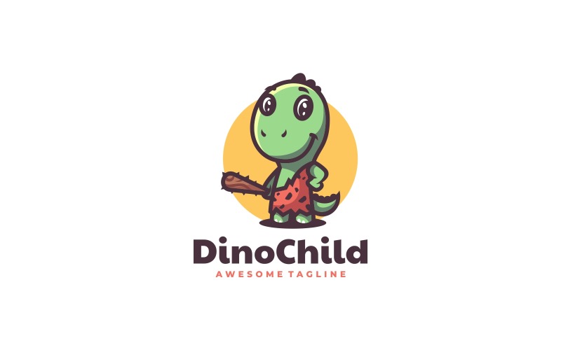 Dino Child Mascot Cartoon Logo Logo Template