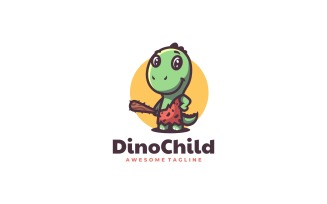 Dino Child Mascot Cartoon Logo