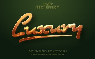 Luxury - Editable Text Effect, Metallic Shiny Gold Text Style, Graphics Illustration