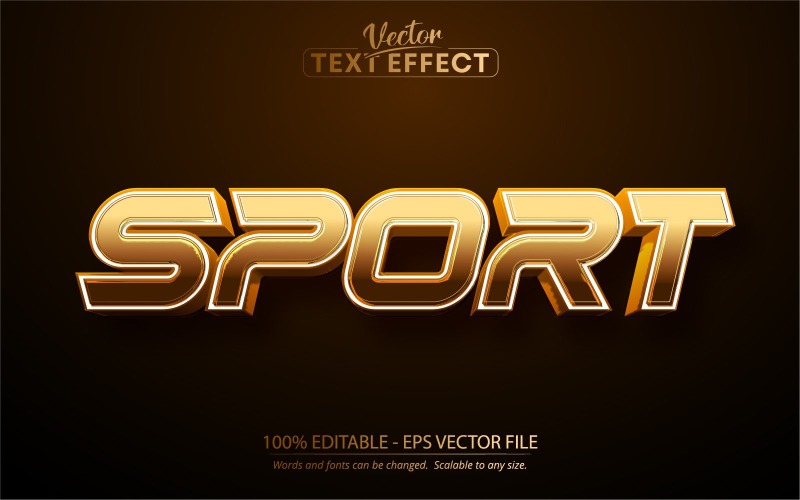 Sport - Editable Text Effect, Metallic Gold Text Style, Graphics Illustration