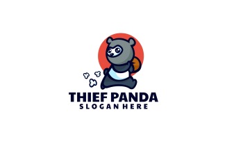 Thief Panda Cartoon Logo Style