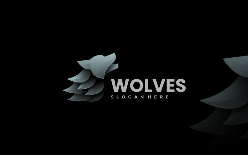 Wolf Howling Gradient Logo Logo Template