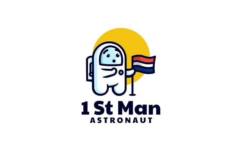Astronaut 1st Man Simple Logo Logo Template