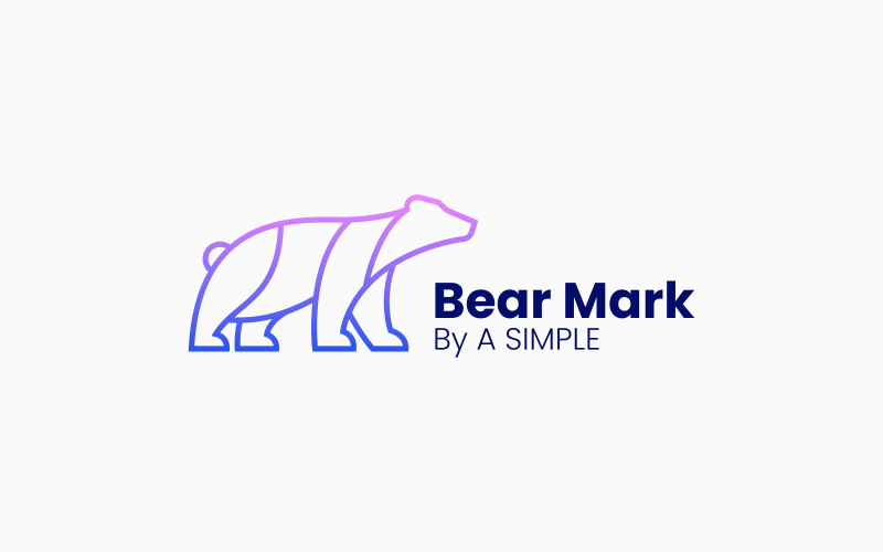 Bear Line Art Gradient Logo Logo Template