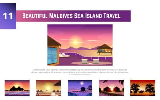 11 Beautiful Maldives Sea Island Travel Illustration