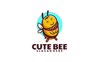 Cute Bee Simple Mascot Logo Style