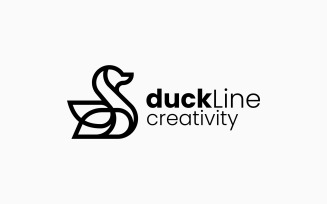 Duck Line Art Logo Template