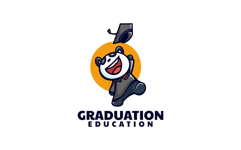 Graduation Panda Cartoon Logo Logo Template