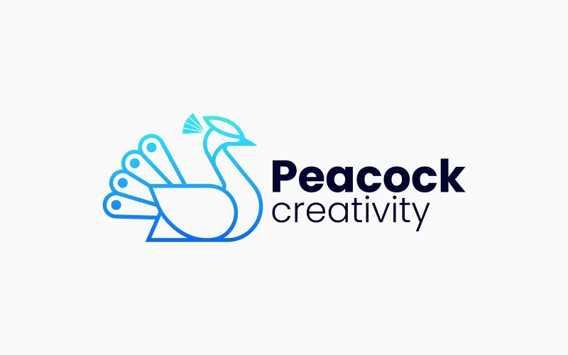 Peacock Line Art Logo Style Logo Template