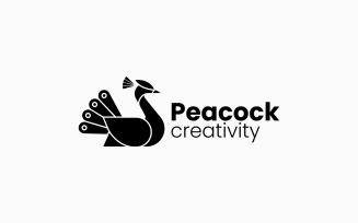 Peacock Silhouette Logo Style