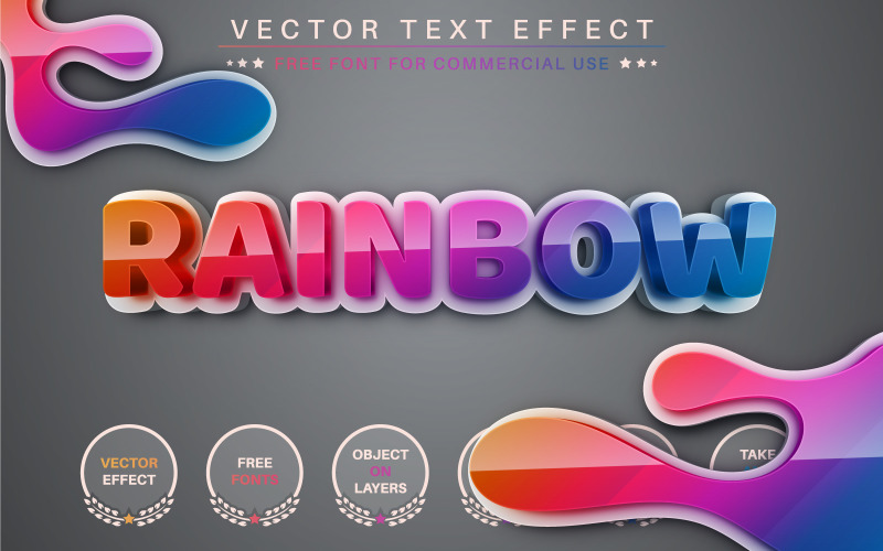 Rainbow - Editable Text Effect, Font Style Illustration